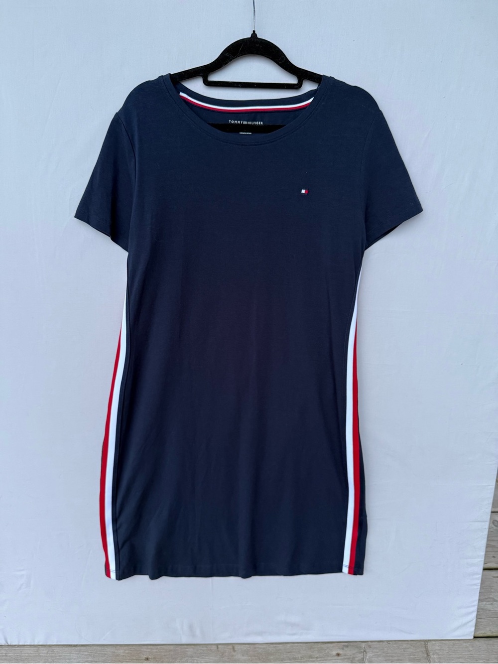 Tommy Hilfiger Navy Short-Sleeve Dress with Red & White Side Stripes